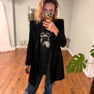 Black Longline Tailored Blazer Coat